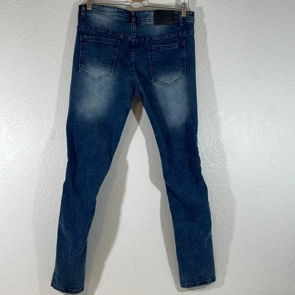 LEVEL 1 DENIM Super Skinny Fit Distressed Moto Jeans Size 32x32 - Picture 4 of 10